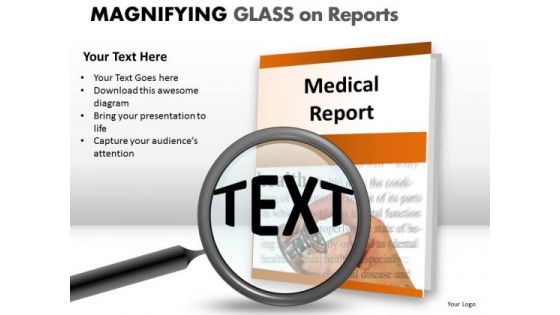 Business Magnifying Glass On Report PowerPoint Slides And Ppt Diagram Templates