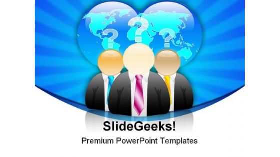 Business Man And Earth People PowerPoint Background And Template 1210