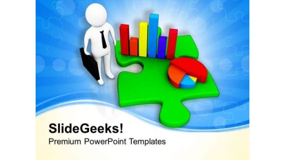 Business Man Showing Bar And Pie Graph PowerPoint Templates Ppt Backgrounds For Slides 0713