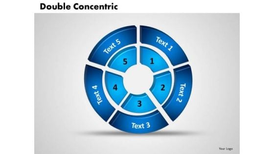 Business Marketing PowerPoint Templates Business 3d Double Concentric Rings Pieces Ppt Slides