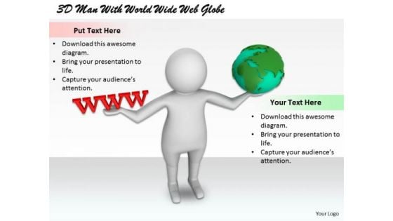 Business Marketing Strategy 3d Man With World Wide Web Globe Basic Concepts