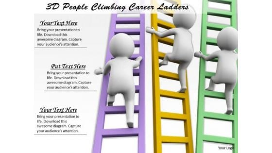 Business Marketing Strategy 3d People Climbing Career Ladders Character Modeling