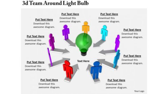 Business Marketing Strategy 3d Team Around Light Bulb Concept Statement