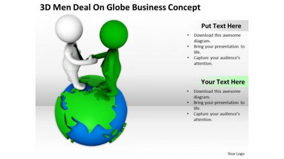 Business Men 3d Deal On Globe PowerPoint Presentations Concept Templates