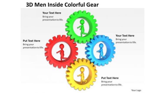 Business Men 3d Inside Colorful Gear PowerPoint Templates Ppt Backgrounds For Slides
