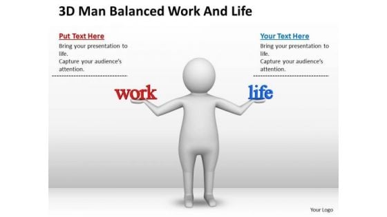 Business Men 3d Man Balanced Work And Life PowerPoint Slides