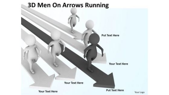 Business Men 3d On Arrows Running PowerPoint Templates Ppt Backgrounds For Slides