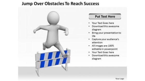 Business Men Jump Over Obstacles To Reach Success PowerPoint Templates Ppt Backgrounds For Slides