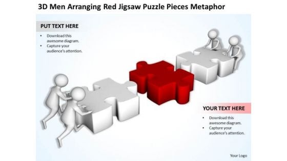 Business Men Red Jigsaw Puzzle Pieces Metaphor PowerPoint Templates Ppt Backgrounds For Slides