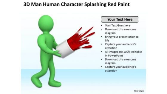 Business Men With Red Paint Splashing Renovation Creativity PowerPoint Templates