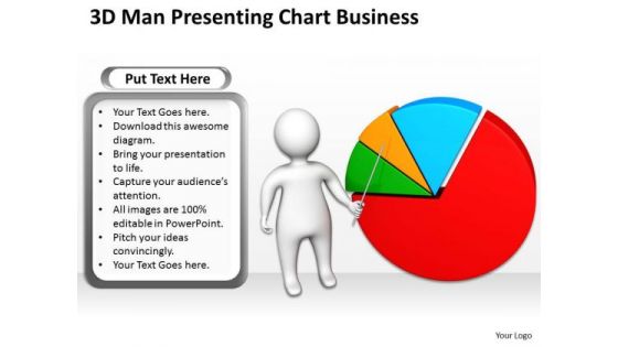 Business Model Diagram Examples 3d Man Presenting Chart PowerPoint Theme Slides