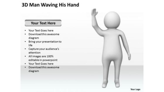 Business Model Diagram Examples 3d Man Waving His Hand PowerPoint Templates