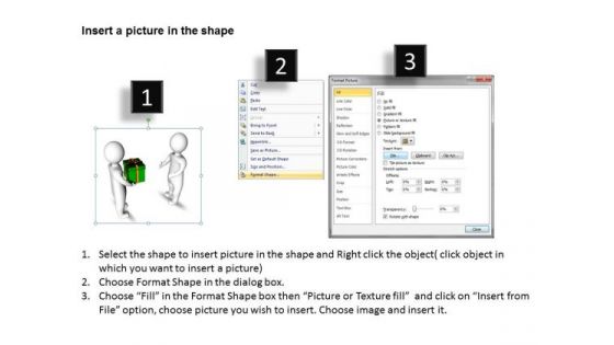 Business Model Diagrams 3d Men Giving Gift To Other Events PowerPoint Slides