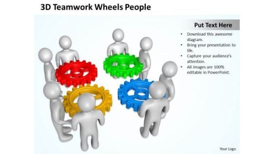 Business Model Diagrams 3d Teamwork Wheels People PowerPoint Templates Ppt Backgrounds For Slides