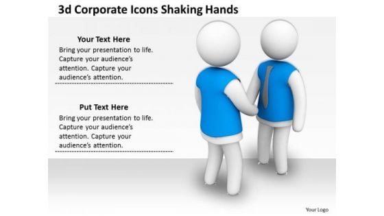 Business Model Strategy 3d Corporate Icons Shaking Hands Concept