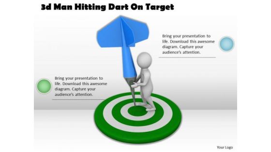 Business Model Strategy 3d Man Hitting Dart On Target Basic Concepts