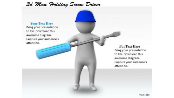 Business Model Strategy 3d Man Holding Screw Driver Adaptable Concepts