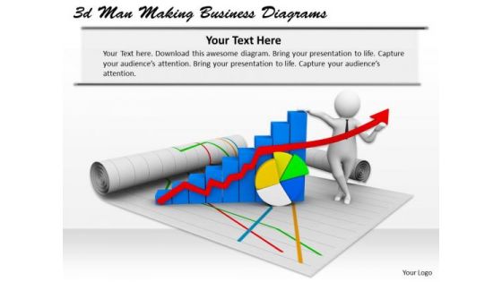 Business Model Strategy 3d Man Making Diagrams Basic Concepts