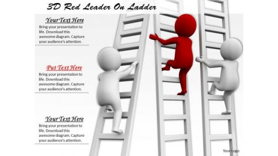 Business Model Strategy 3d Red Leader On Ladder Concept
