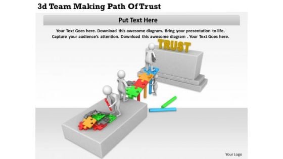 Business Model Strategy 3d Team Making Path Of Trust Character