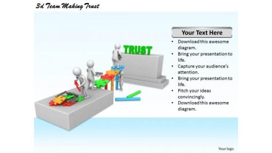 Business Model Strategy 3d Team Making Trust Character