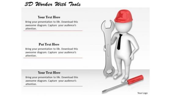 Business Model Strategy 3d Worker With Tools Character Models