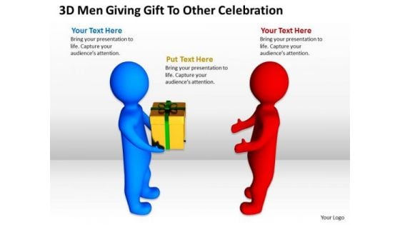 Business Network Diagram Examples 3d Men Giving Gift To Other Celebration PowerPoint Slides