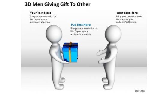 Business Network Diagram Examples 3d Men Giving Gift To Other PowerPoint Slides