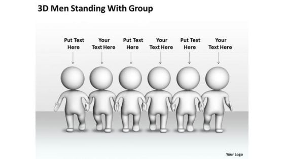 Business Network Diagram Examples 3d Men Standing With Group PowerPoint Templates