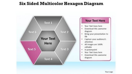 Business Network Diagram Examples Six Sided Multicolor Hexagon Ppt PowerPoint Slides