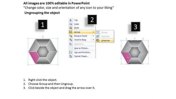 Business Network Diagram Examples Six Sided Multicolor Hexagon Ppt PowerPoint Slides