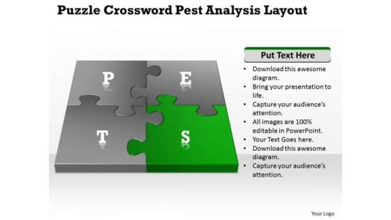 Business Network Diagram Puzzle Crossword Pest Analysis Layout Ppt PowerPoint Slides