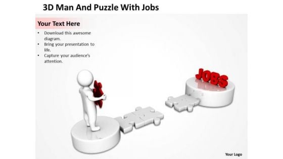 Business Organizational Chart Examples 3d Man And Puzzle With Jobs PowerPoint Templates