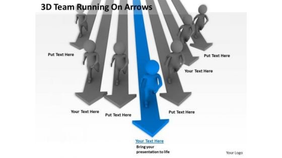 Business Organizational Chart Template 3d Team Running Arrows PowerPoint Templates