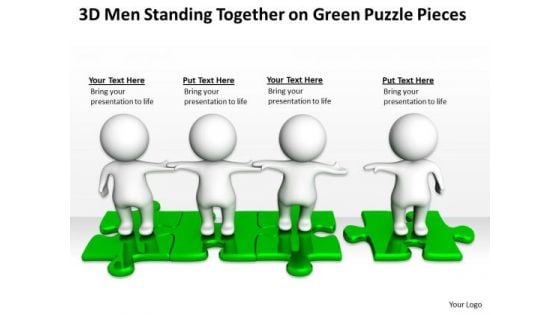 Business Organizational Chart Template Together Green Puzzle Pieces PowerPoint Templates