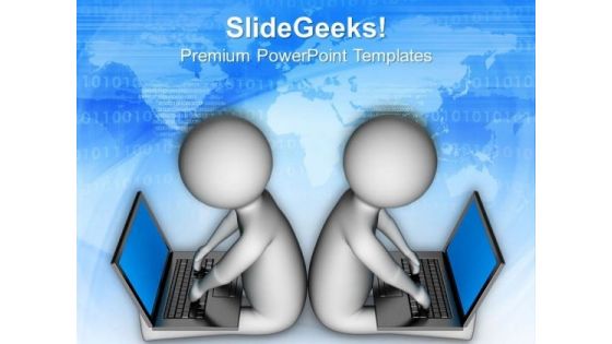 Business Partners Working On Internet PowerPoint Templates Ppt Backgrounds For Slides 0813