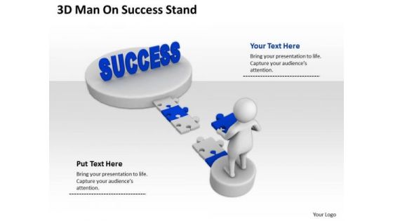 Business People 3d Man On Success Stand PowerPoint Slides
