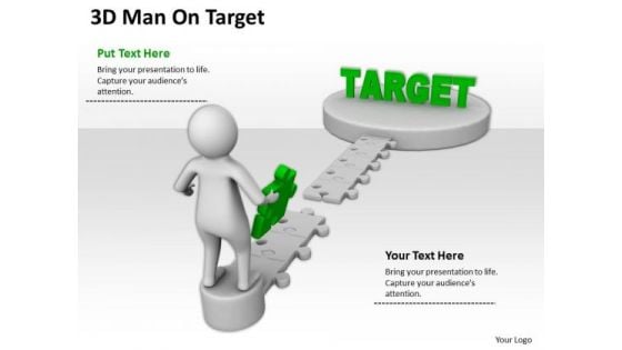 Business People 3d Man On Target PowerPoint Slides