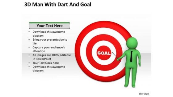 Business People 3d Man With Dart And Goal PowerPoint Slides