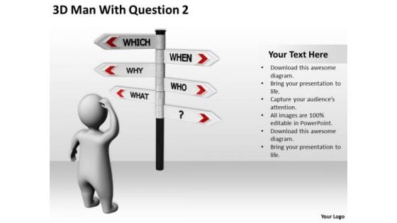 Business People 3d Man With Question 2 PowerPoint Templates Ppt Backgrounds For Slides