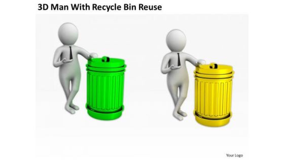 Business People 3d Man With Recycle Bin Reuse PowerPoint Templates Ppt Backgrounds For Slides