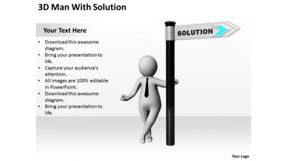 Business People 3d Man With Solution PowerPoint Templates Ppt Backgrounds For Slides