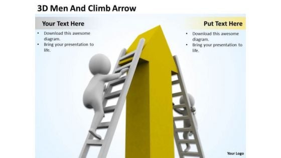 Business People 3d Men And Climb Arrow PowerPoint Templates Ppt Backgrounds For Slides