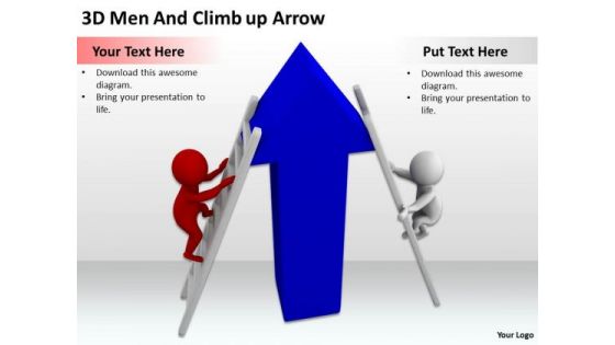 Business People 3d Men And Climb Up Arrow PowerPoint Templates Ppt Backgrounds For Slides