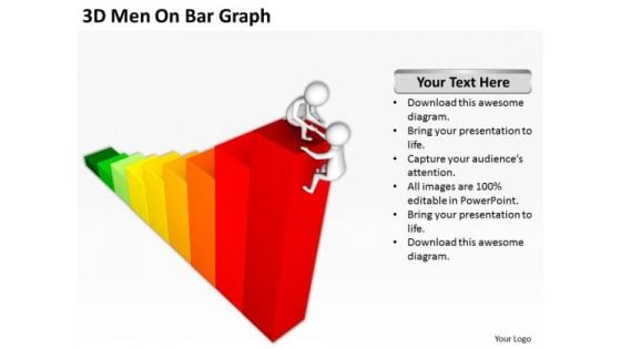 Business People 3d Men On Bar Graph PowerPoint Templates Ppt Backgrounds For Slides