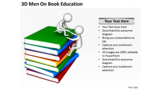 Business People 3d Men On Book Education PowerPoint Templates Ppt Backgrounds For Slides