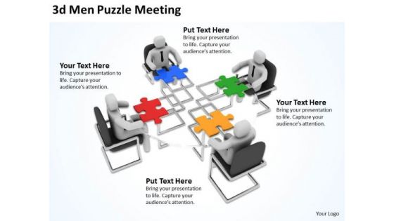 Business People 3d Men Puzzle Meeting PowerPoint Slides