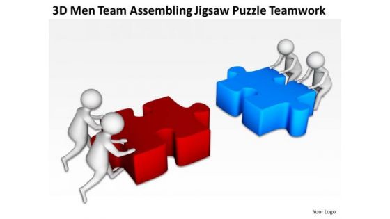 Business People Assembling Jigsaw Puzzle Teamwork PowerPoint Templates Ppt Backgrounds For Slides