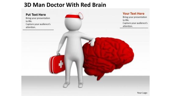 Business People Clip Art 3d Man Doctor With Red Brain PowerPoint Slides