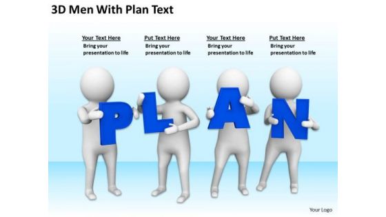 Business People Clip Art 3d Man With Plan Text Team Work PowerPoint Templates